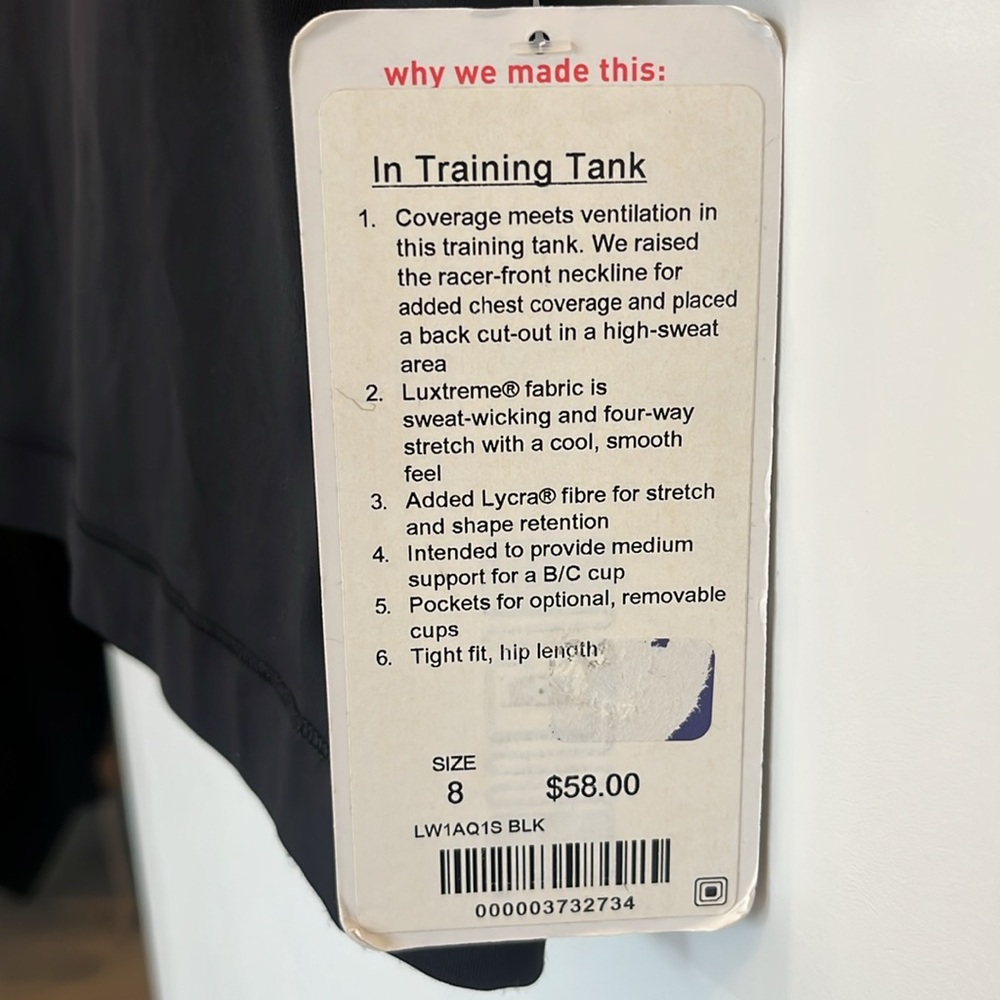 Lululemon in Training Tank size 8 BNWT - Picture 2 of 6